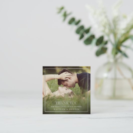 銀モダン箔フォトありがとう エンクロージャーカード (スタンド正面)