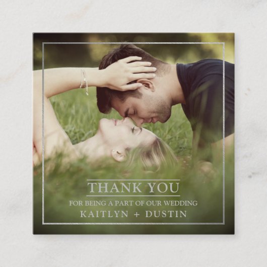 銀モダン箔フォトありがとう エンクロージャーカード (正面)