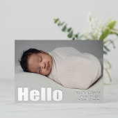 銀モダン箔ベビー写真発表 箔招待状 (立ち正面)