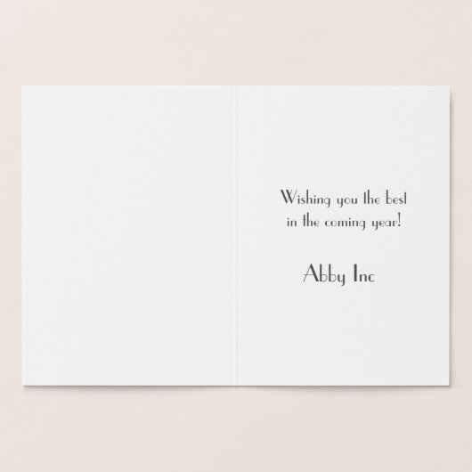 銀モダン箔企業ののホリデーカード 箔カード (内部)