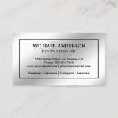 銀モダン箔歯歯科診療歯科医 名刺 (裏面)