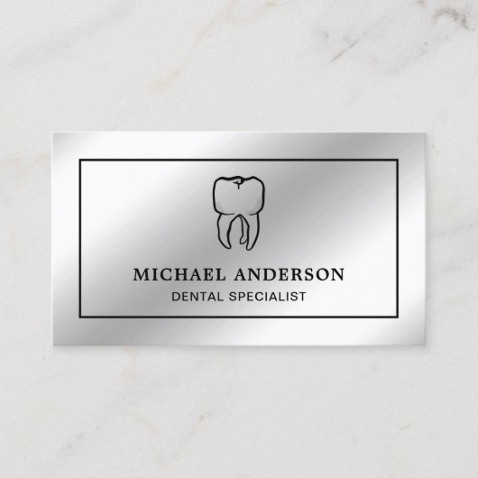 銀モダン箔歯歯科診療歯科医 名刺 (正面)