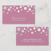 銀モダン紙吹雪ドットガーリーピンク 名刺 (正面/裏面)