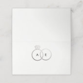 銀モダン結婚リングや輪モノグラムの座席表 プレイスカード (外部開封)