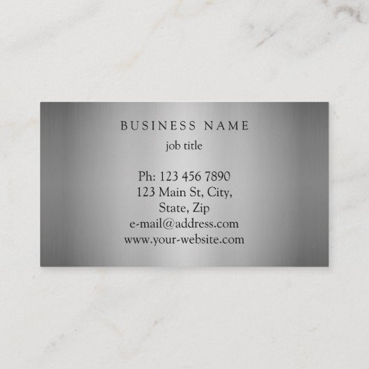 銀モダン絹ミニマルメタリックホワイト 名刺 (裏面)