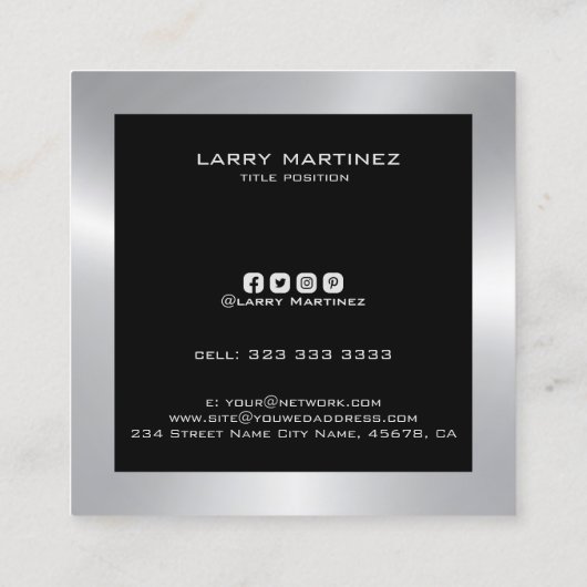 銀モダン縁ど印 スクエア名刺 (裏面)