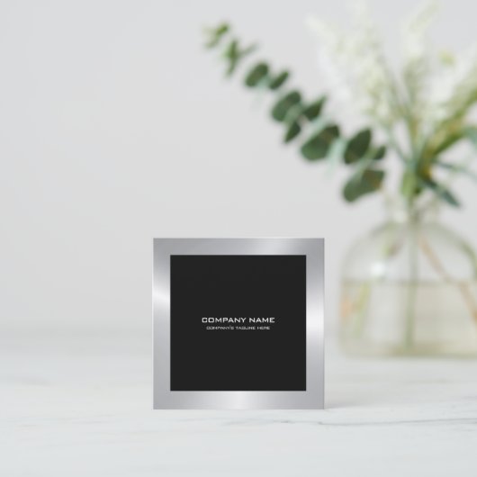 銀モダン縁ど印 スクエア名刺 (スタンド正面)