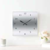 銀モダン色と灰色の抽象芸術色 スクエア壁時計 (ホーム)