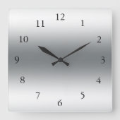 銀モダン色と灰色の抽象芸術色 スクエア壁時計 (正面)