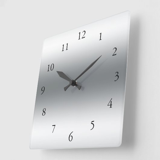銀モダン色と灰色の抽象芸術色 スクエア壁時計 (傾斜)