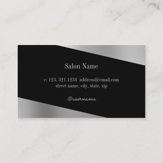 銀モダン色のはさみ 名刺 (裏面)