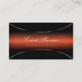 銀モダン色のオレンジ色の黒グラデーシ縁どョン 名刺 (正面)