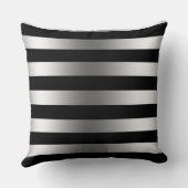銀モダン色ストライプ黒の背景 クッション (裏面)