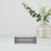 銀モダン薄ブラックストライプのサロンとスパ2 スキニー名刺 (スタンド正面)