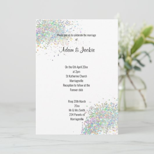 銀モダン薄紫パープルフローラエレガントな結婚式 招待状 (スタンド正面)