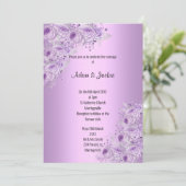銀モダン薄紫パープルフローラエレガントな結婚式 招待状 (スタンド正面)