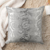 銀モダン製ストライプのダマスク模様 クッション (ブランケット)