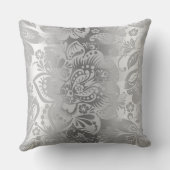 銀モダン製ストライプのダマスク模様 クッション (裏面)