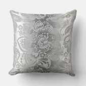 銀モダン製ストライプのダマスク模様 クッション (正面)