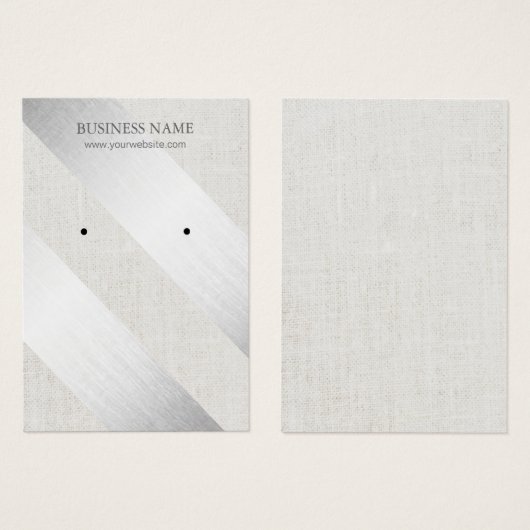 銀モダン製ストライプリネンフェイクイヤリングディスプレイ (正面&裏面)