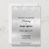 銀モダン誕生日招待 招待状 (正面)
