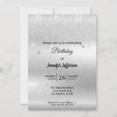 銀モダン誕生日 招待状 (正面)