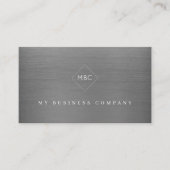 銀モダン金エレガントモノグラムのシンプル管 名刺 (正面)