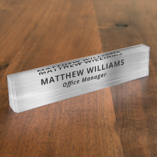 銀モダン金フェイク属カスタム デスクネームプレート