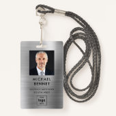 銀モダン金フェイク金の写真企業のID バッジ (正面ランヤード)