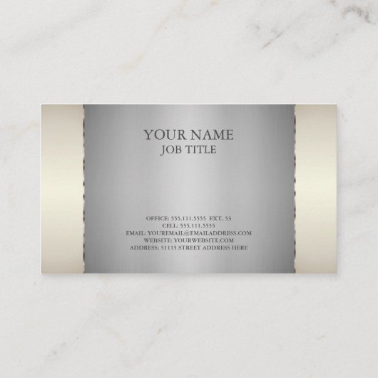銀モダン金属カスタマイズ 名刺 (裏面)