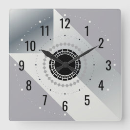 銀モダン金属デコール – アンティークグレー スクエア壁時計