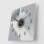 銀モダン金属デコール – アンティークグレー スクエア壁時計 (傾斜)