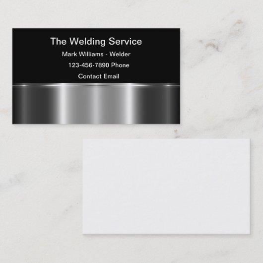 銀モダン金属調溶接 名刺 (正面/裏面)