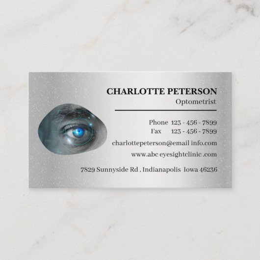 銀モダン金眼検眼器 名刺 (正面)