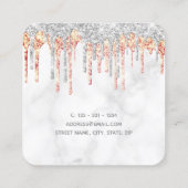 銀モダン銅大理石ドリップスマニキュア スクエア名刺 (裏面)