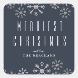 銀モダン雪片クリスマス スクエアシール