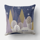 銀モダン雪・紫幾何学木材 クッション (裏面)