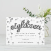銀モダン風船グリッター18誕生日 招待状 (スタンド正面)