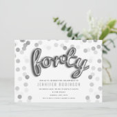銀モダン風船グリッター40歳 招待状 (スタンド正面)