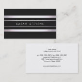 銀モダン黒ストライプの 名刺 (正面/裏面)
