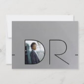 銀モダン黒写真博士卒業 招待状 (裏面)