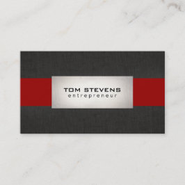 銀モダン黒赤ストライプの 名刺