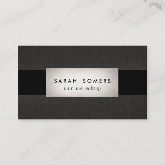 銀モダン黒麻のメイクストライプのアップとヘア 名刺 (正面)