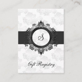 銀モノグラムのギフト登録カード エンクロージャーカード
