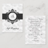 銀モノグラムのギフト登録カード エンクロージャーカード (正面/裏面)