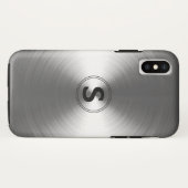 銀モノグラムのコンテンポラリー放射パターン Case-Mate iPhoneケース (裏面(横))