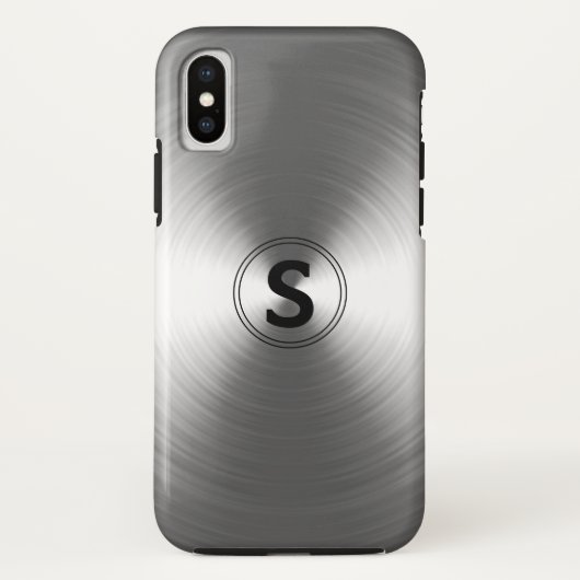 銀モノグラムのコンテンポラリー放射パターン Case-Mate iPhoneケース (裏面)