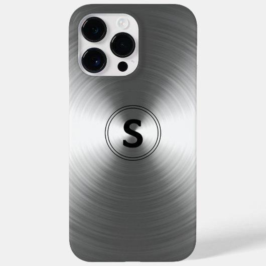 銀モノグラムのコンテンポラリー放射パターン Case-Mate iPhoneケース (裏面)