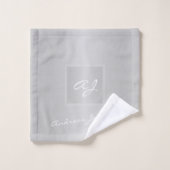 銀モノグラムのモダン灰色エレガント金属 バスタオルセット (ウォッシュタオル)