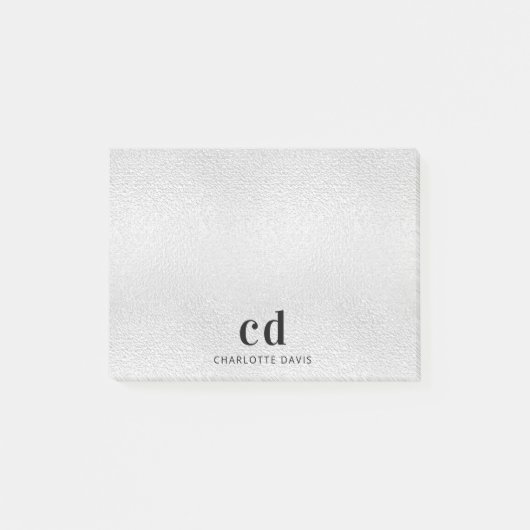 銀モノグラムイニシャル名 ポストイット (正面)